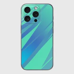Чехол для iPhone 15 Pro силиконовый с защитой камеры Нежный голубой с полосами градиент