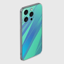 Чехол для iPhone 15 Pro Max силиконовый с защитой камеры Нежный голубой с полосами градиент - фото 2