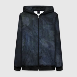 Женская толстовка 3D на молнии Абстракция - black marble