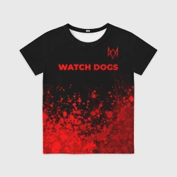 Детская футболка 3D Watch Dogs - red gradient посередине