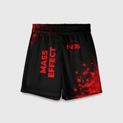 Детские спортивные шорты 3D Mass Effect - red gradient вертикально
