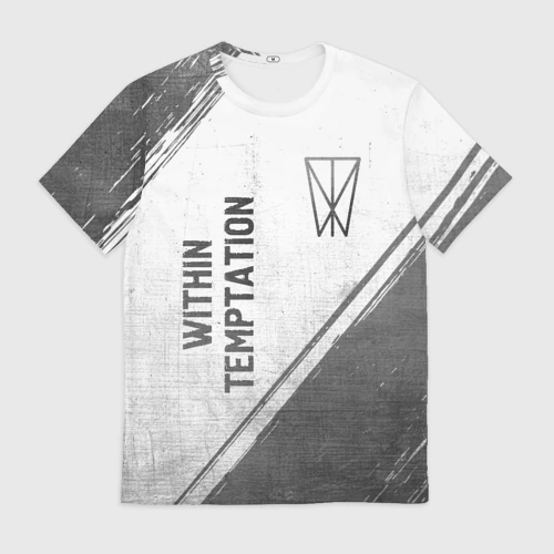 Мужская футболка 3D с принтом Within Temptation - white gradient вертикально, вид спереди #2