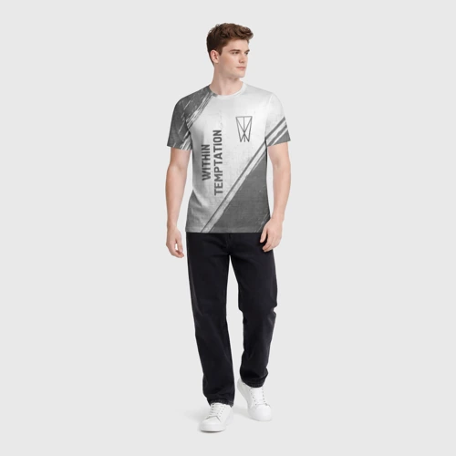Мужская футболка 3D с принтом Within Temptation - white gradient вертикально, вид сбоку #3