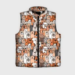 Женский жилет утепленный 3D Собаки разных пород