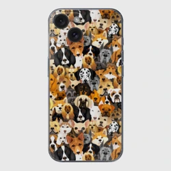 Чехол для iPhone 15 силиконовый с защитой камеры Собаки разных пород