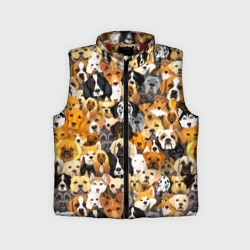 Детский жилет утепленный 3D Собаки разных пород