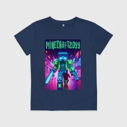 Детская футболка хлопок Minecraft 2099 - neon glow fantasy
