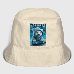Детская панама хлопок Белый медвежонок - киберспорт