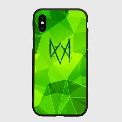 Чехол для iPhone XS Max матовый Watch Dogs green poly
