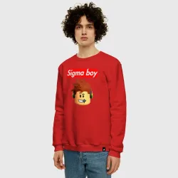 Мужской свитшот хлопок Sigma boy head - мем Сигма бой - фото 2