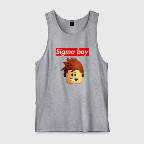 Мужская майка хлопок Sigma boy head - мем Сигма бой