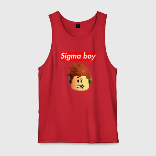 Мужская майка хлопок Sigma boy head - мем Сигма бой