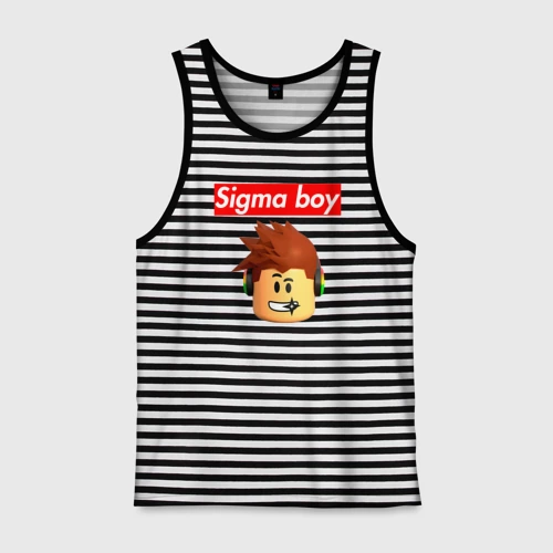 Мужская майка хлопок Sigma boy head - мем Сигма бой