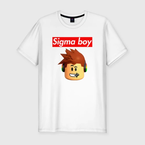 Мужская футболка хлопок Slim Sigma boy head - мем Сигма бой