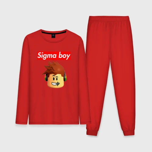 Мужская пижама с лонгсливом хлопок Sigma boy head - мем Сигма бой