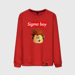 Мужской свитшот хлопок Sigma boy head - мем Сигма бой