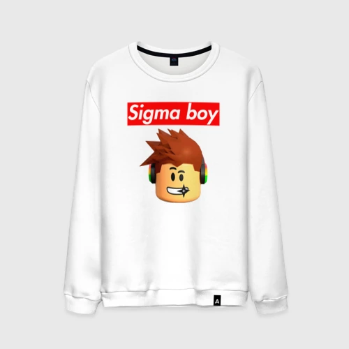 Мужской свитшот хлопок Sigma boy head - мем Сигма бой