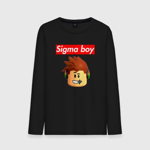 Мужской лонгслив хлопок Sigma boy head - мем Сигма бой
