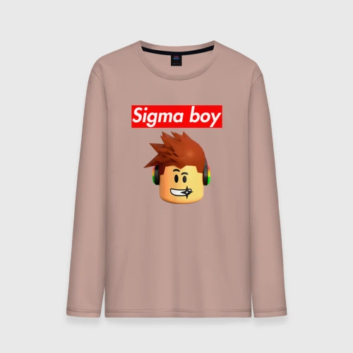 Мужской лонгслив хлопок Sigma boy head - мем Сигма бой