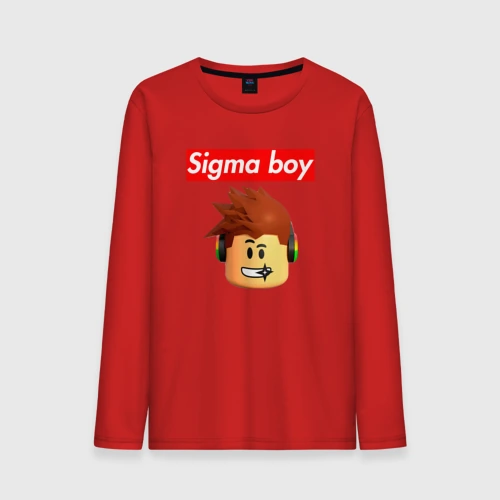 Мужской лонгслив хлопок Sigma boy head - мем Сигма бой