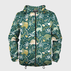 Мужская ветровка 3D Зелёные динозаврики