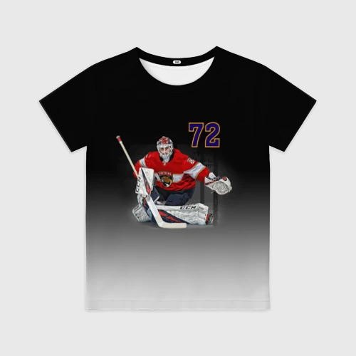 Детская футболка 3D с принтом Sergey Bobrovsky is goalkeeper of the Florida Panthers, вид спереди #2