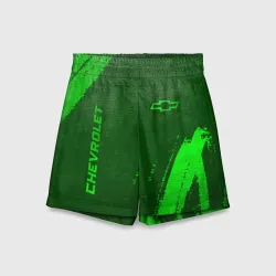 Детские спортивные шорты 3D Chevrolet - green gradient вертикально