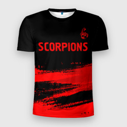Мужская футболка 3D Slim Scorpions - red gradient посередине