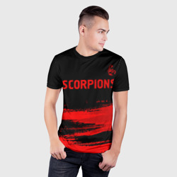 Мужская футболка 3D Slim Scorpions - red gradient посередине - фото 2