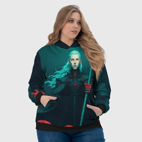 Женская толстовка 3D с принтом Седовласый некромант, фото #4