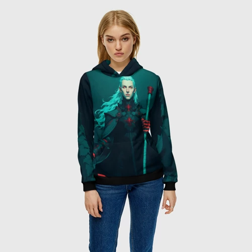 Женская толстовка 3D с принтом Седовласый некромант, фото на моделе #1