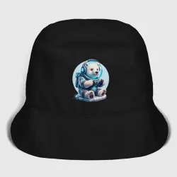 Детская панама хлопок Белый медвежонок - киберспорт