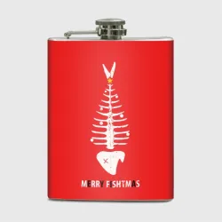Фляга Merry Christmas - skeleton fish