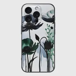 Чехол для iPhone 16 Pro силиконовый с защитой камеры Графичные цветы