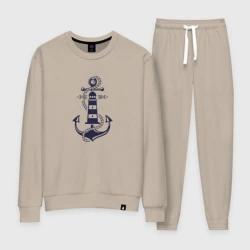 Женский костюм хлопок Морская эмблема - якорь и маяк