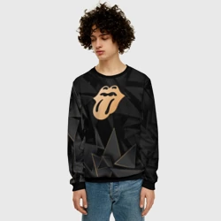 Мужской свитшот 3D Rolling Stones golden poly - фото 2