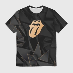 Мужская футболка 3D Rolling Stones golden poly