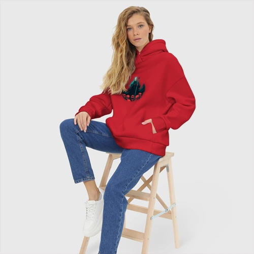 Женское худи Oversize хлопок с принтом Седовласый некромант, фото #5