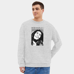 Мужской свитшот oversize без начеса хлопок Боб Марли абстрактный портрет - фото 2
