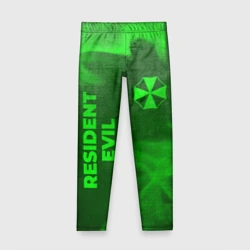 Детские леггинсы 3D Resident Evil - green gradient вертикально