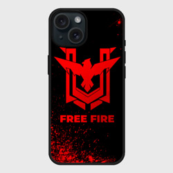 Чехол силиконовый для Apple iPhone 15 матовый Free Fire - red gradient