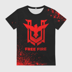 Женская футболка 3D Free Fire - red gradient