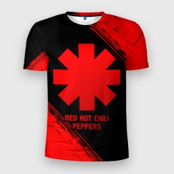 Мужская футболка 3D Slim Red Hot Chili Peppers - red gradient