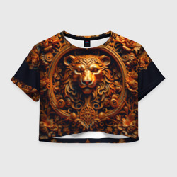 Женская футболка Crop-top 3D Лев узор
