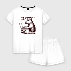 Женская пижама с шортиками хлопок Капибара програмист