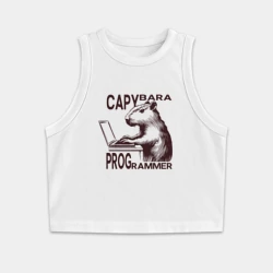 Женская укороченная майка-топ хлопок Капибара програмист