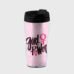 Термокружка-непроливайка Black and pink color girl power