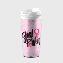 Термокружка-непроливайка Black and pink color girl power