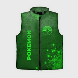 Женский жилет утепленный 3D Pokemon - green gradient вертикально
