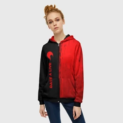 Женская толстовка 3D на молнии Date A Live - red gradient по-вертикали - фото 2